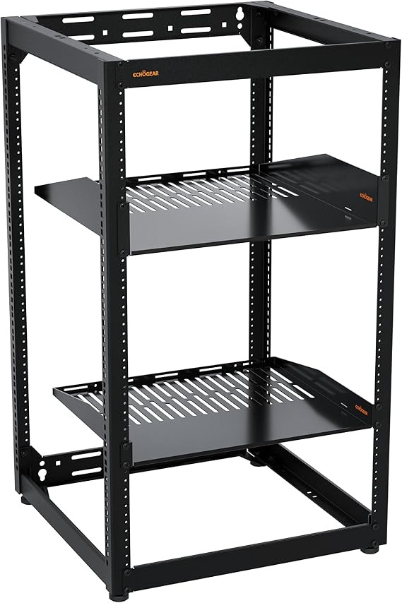 Servers & AV Gear - Wall Mountable Design Includes 2X Vented Shelves, 25x Rack Mounting Screws, 4X Leveling Feet, 4X Shelf Stops, & 2X Securement Straps
