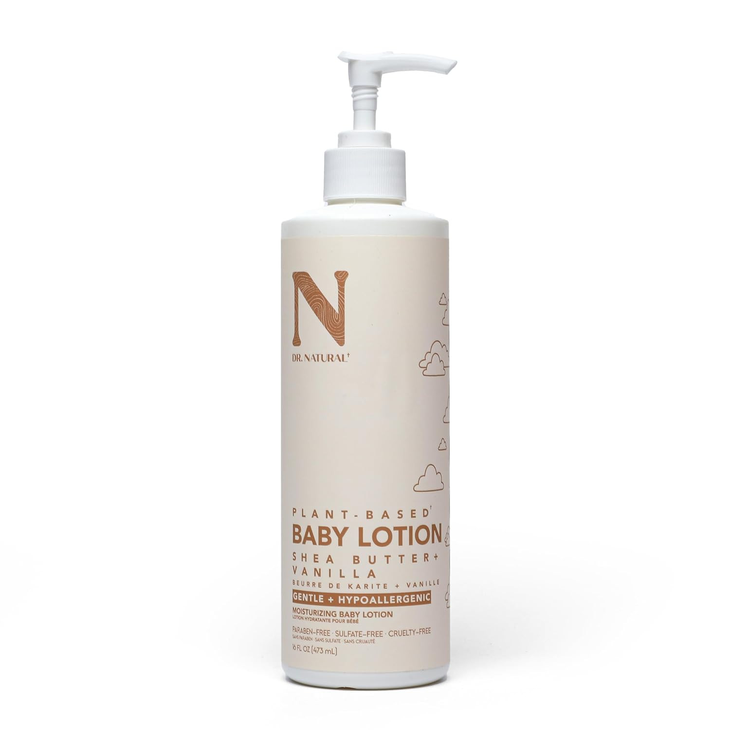 Baby Lotion, Shea Butter and Vanilla, 16 oz - Non-Greasy, Body Lotion for Dry Skin